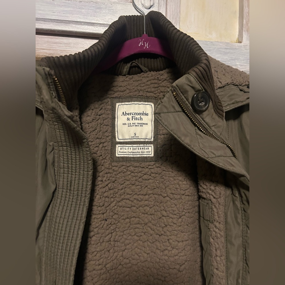 Abercrombie fitch utility army green military like jacket coat S SMALL winter - Picture 6 of 10